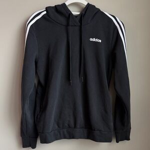 Women Medium Adidas Black and White  Hoodie w/White stripes and pockets